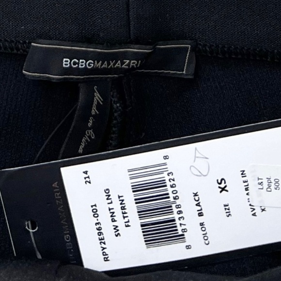 NWT BCBGMaxazria Maddex Faux Leather Ribbed Mixed Media Leggings Black - Picture 4 of 6